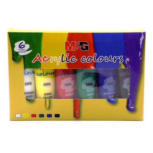 M&G 30ML Acrylic Paint. Set of  6 colors.  (1 per pack)